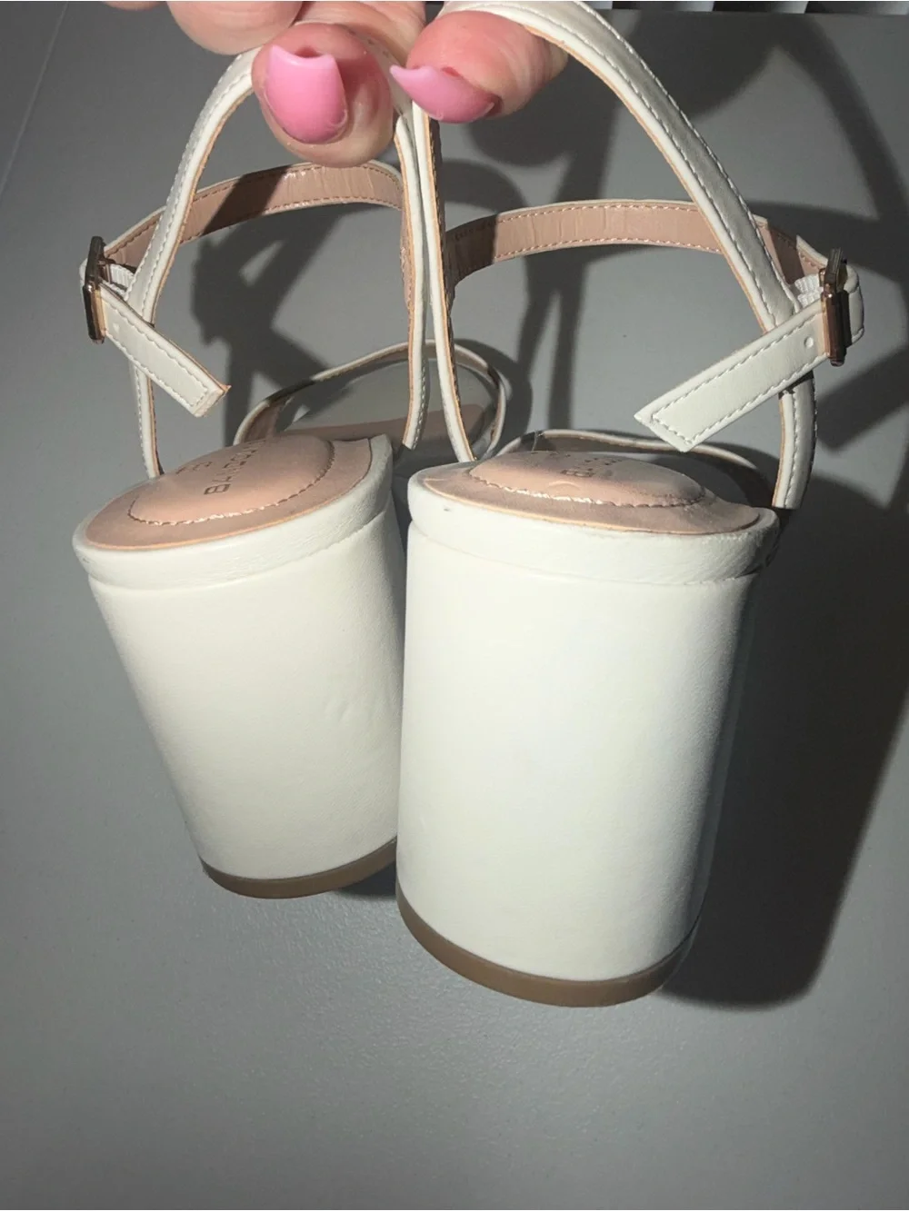 Women's White Block Heel Platform Sandals